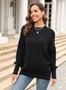 Fall Winter Women's Plus Size Loose Casual Solid Round Neck Knitting Pullover