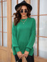 Fall Winter Women's Plus Size Loose Casual Solid Round Neck Knitting Pullover