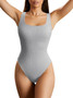 Women's Solid Color U-Neck Sleeveless Tight Fitting Bodysuit