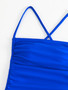 Ladies Solid Color One Piece Drawstring Swimsuit