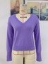 Women Long Sleeve V-Neck Solid Sweater