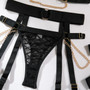 Sexy lingerie sexy mesh comfortable push-up See-Through chain all-match four-piece set for women