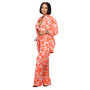 Women's Long Sleeve Sexy Printed Trousers Career Three-Piece Set