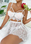 Sexy White Lace Strap Babydoll Lingerie