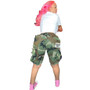 Summer Women's Loose Casual Letter Patch Camo Shorts