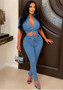 Sexy Fit Fashion Short Sleeve Denim Jumpsuit