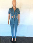 Sexy Fit Fashion Short Sleeve Denim Jumpsuit