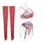 Sexy Lingerie Sexy Mesh Print Leopard See-Through Push-Up Belt Stockings Four-Piece Set