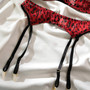Sexy Lingerie Sexy Mesh Print Leopard See-Through Push-Up Belt Stockings Four-Piece Set