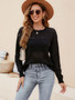 Women Solid knitting Cutout Round Neck Sweater