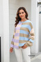 Autumn Women Stripe Contrast Color Round Neck Knitting Sweater