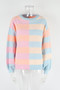 Autumn Women Stripe Contrast Color Round Neck Knitting Sweater