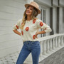 Women Daisy Round Neck Floral Sweater