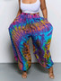 Print Loose Casual Plus Size Trousers