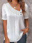 Summer simple v-neck button solid color shirt women's clothing