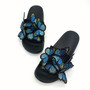 Women bowknot embroidered flip flops and flat shoes