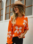 Autumn and winter women's printed sweater pullover flower plus size sweater