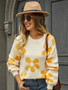 Autumn and winter women's printed sweater pullover flower plus size sweater