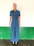 Sexy Fashion Denim Short Sleeve Wide Leg Jumpsuit