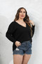 Ladies Fall Winter Woven Top Plus Size Ladies'Lace Patchwork V Neck Pullover Sweater