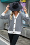 Autumn And Winter Women's Cardigan Sweater Color Matching Button Knitting Shirt Top V-Neck Coat