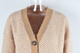 Autumn And Winter Women's Cardigan Sweater Color Matching Button Knitting Shirt Top V-Neck Coat