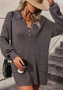 Autumn And Winter Women's Solid Color Turndown Collar Button Knitting Shirt Loose Sweater Women