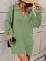 Autumn And Winter Women's Solid Color Turndown Collar Button Knitting Shirt Loose Sweater Women