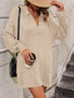 Autumn And Winter Women's Solid Color Turndown Collar Button Knitting Shirt Loose Sweater Women