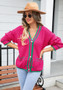 Women's Sweater Plus Size Colorblock Pocket V Neck Coat Cardigan Sweater