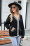 Women's Sweater Plus Size Colorblock Pocket V Neck Coat Cardigan Sweater