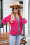 Women's Sweater Plus Size Colorblock Pocket V Neck Coat Cardigan Sweater