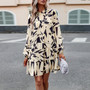 Women Printed Elegant Long Sleeve Dress