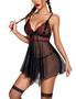 Straps Sexy Lingerie Women Lace Mesh Nightdress Sexy Pajamas Women