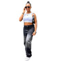 Women's Summer Street Fashion Wash Ombre Straight Denim Pants