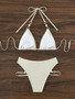 New Bikini Ladies Sexy Two Pieces Swimsuit Shiny Triangle Pearl Jewelry Swimwear