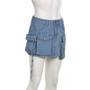 Women's Tie Dye Distressed Patchwork Irregular Pocket High Waist Zipper Slim Denim Skirt