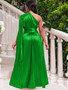 Women's Slash Shoulder Slim Waist Gown Dress