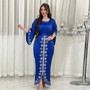 Women Arabian Dubai Robe With Diamonds Satin Gown