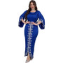 Women Arabian Dubai Robe With Diamonds Satin Gown