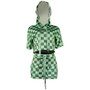 Women Plaid Print Hooded Top and Mini Skirt Two-Piece Set