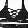 Women Solid Lace-Up Hollow Sexy Lingerie Two-piece Set