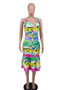 Women's Summer Print Sleeveless Fashion Casual Straps Elegant Dress