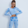 Peach Hip Fitness Pants Tie-Dye Yoga Clothing Sports Long-Sleeved Top Fitness Sports Trousers Yoga Suit Women