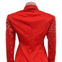 Women's Fashion Solid Color Beaded Turndown Collar Long Sleeve Blazer