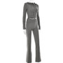 Knitting Hooded Suit Women's Fashion Sexy High Waist Long-Sleeved Trousers Two-Piece Set