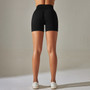 Seamless Solid Color Ribbed Peach Buttocks Yoga Shorts Sports Running Fitness Pants Women