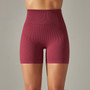 Seamless Solid Color Ribbed Peach Buttocks Yoga Shorts Sports Running Fitness Pants Women