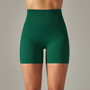 Seamless Solid Color Ribbed Peach Buttocks Yoga Shorts Sports Running Fitness Pants Women