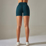 Seamless Solid Color Ribbed Peach Buttocks Yoga Shorts Sports Running Fitness Pants Women